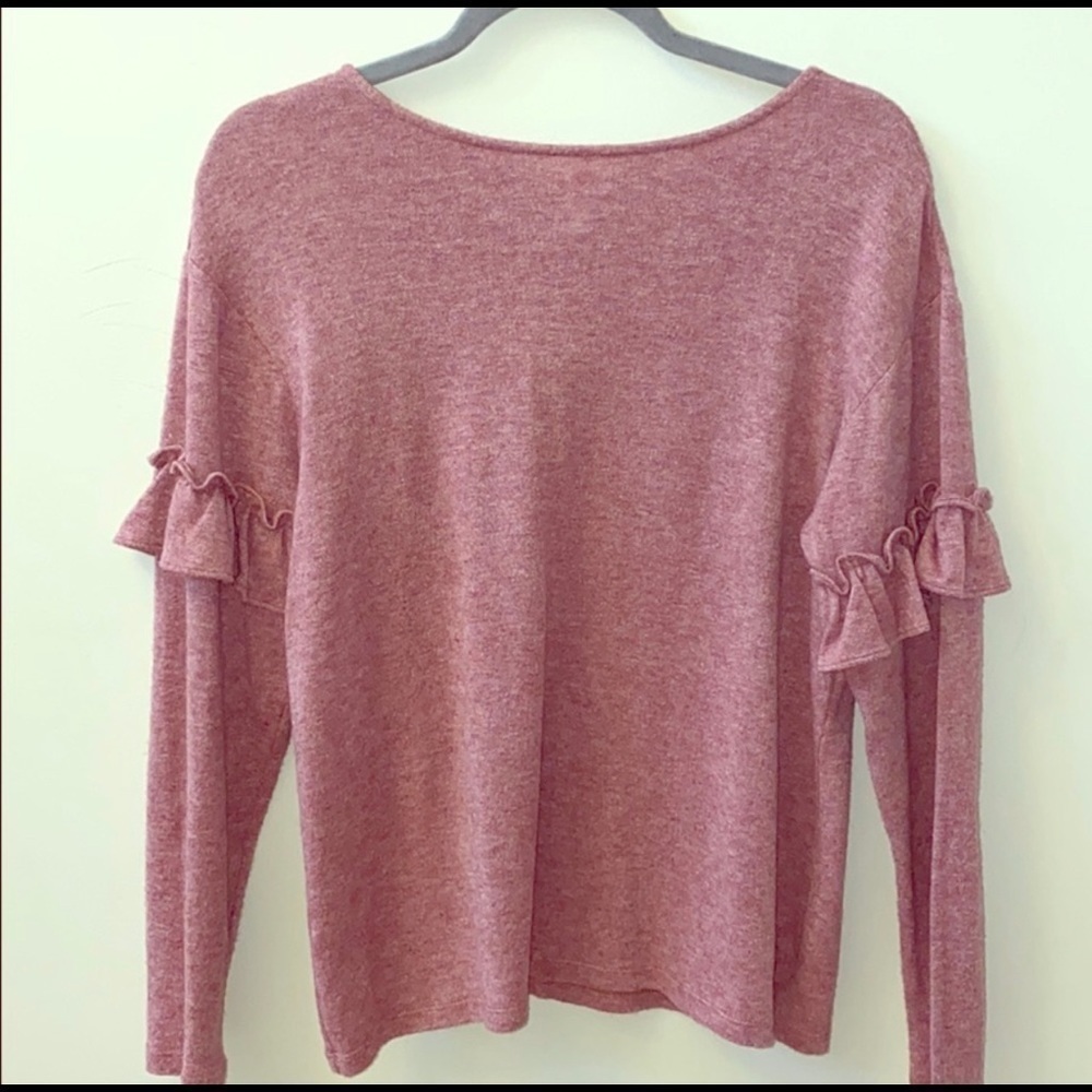 LOFT Soft Pink Ruffle Sweater Size Small